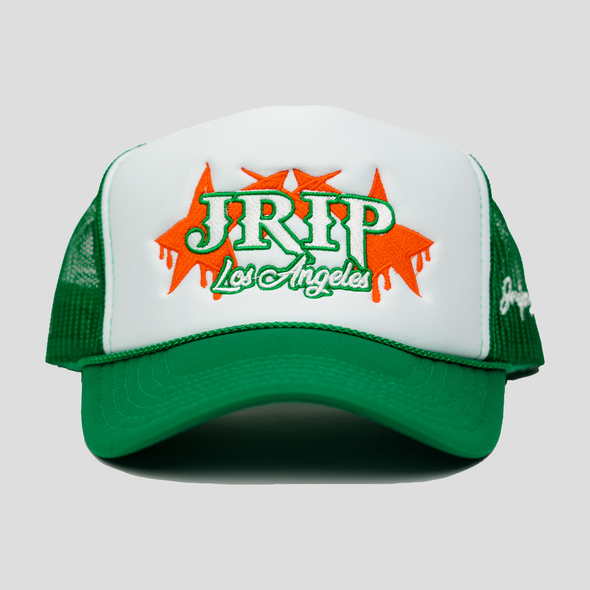 JRIP LA Dripping Stars Trucker Hat (WHITE/KELLY GREEN/ORANGE)